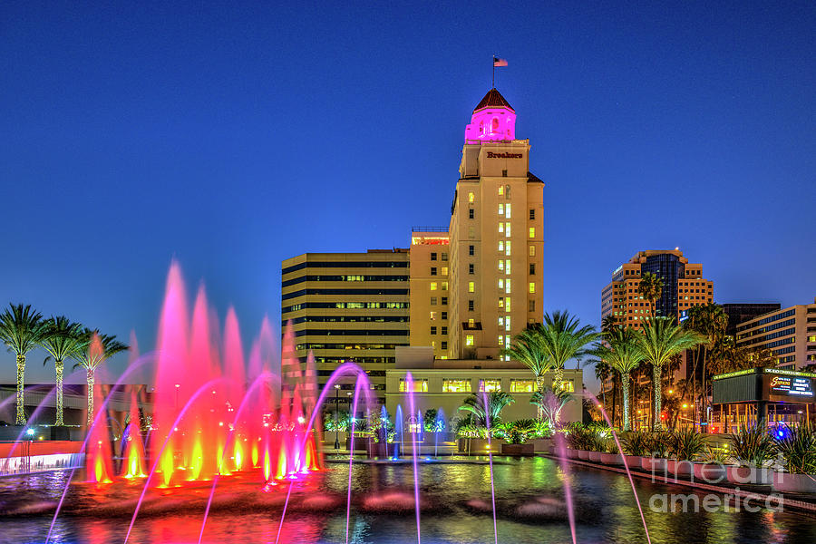 Long Beach Colorful Fountains Photograph by David Zanzinger