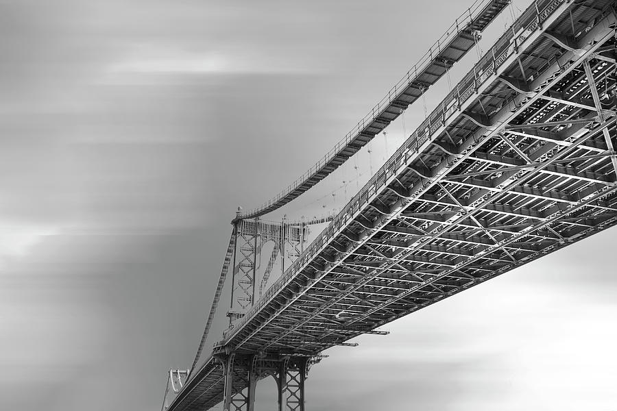 Long Exposure Of Manhattan Bridge On A Cloudy Day Photograph