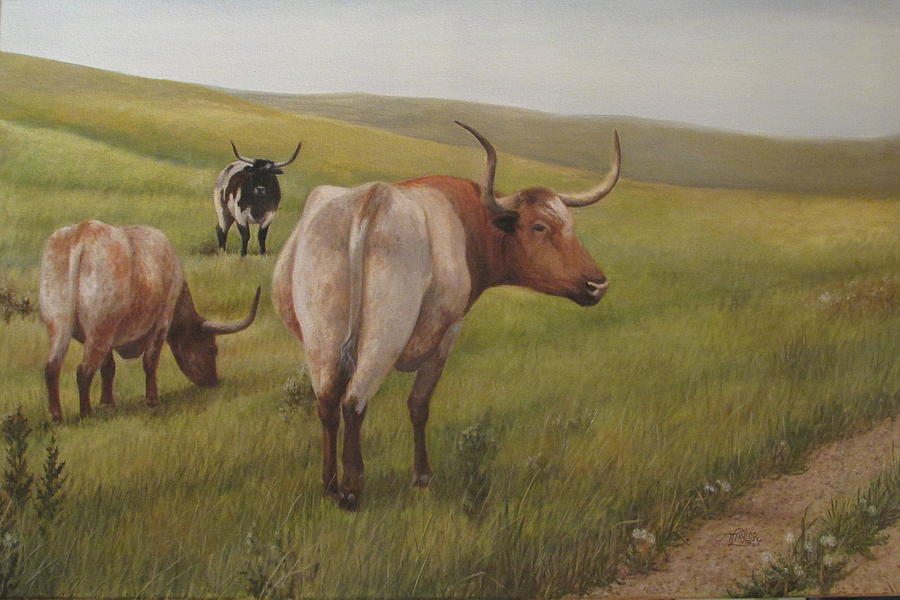 Long Horns Painting by Tammy Taylor