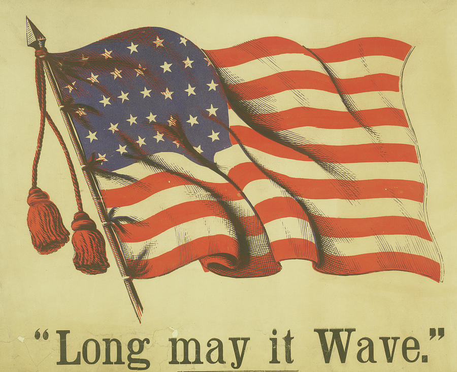 Long May it Wave Drawing by King and Baird Printers