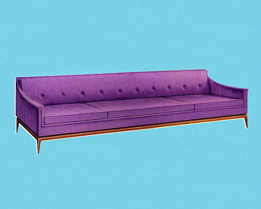 Davenport Drawing - Long Purple Sofa by CSA Images