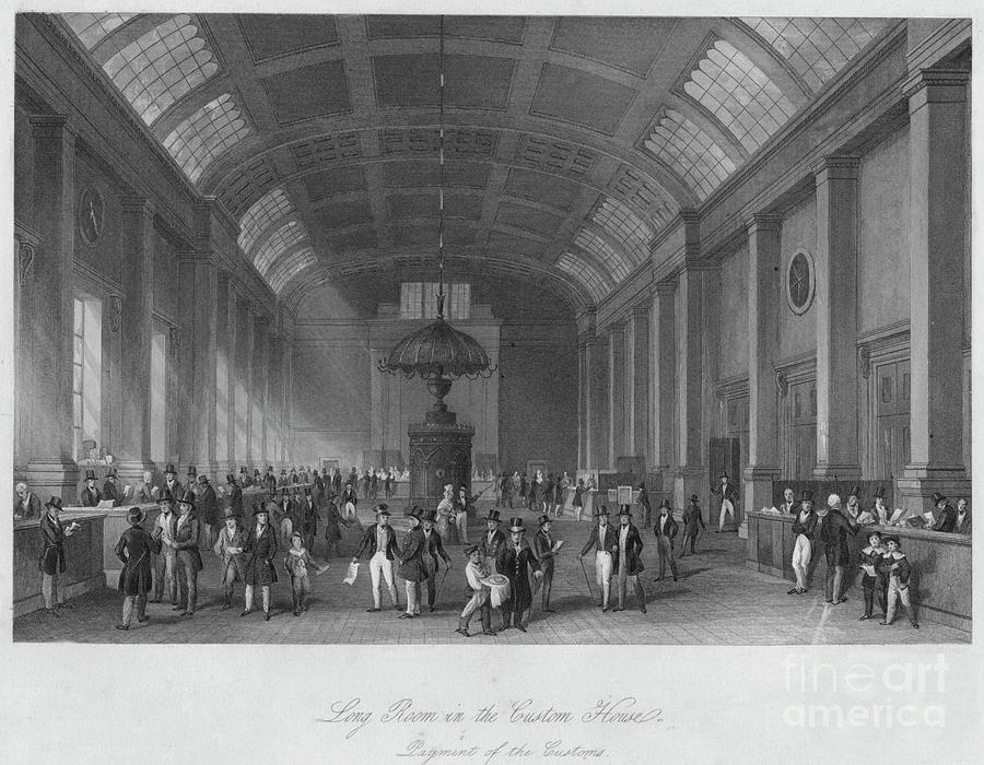 Long Room In The Custom House. Payment Drawing by Print Collector
