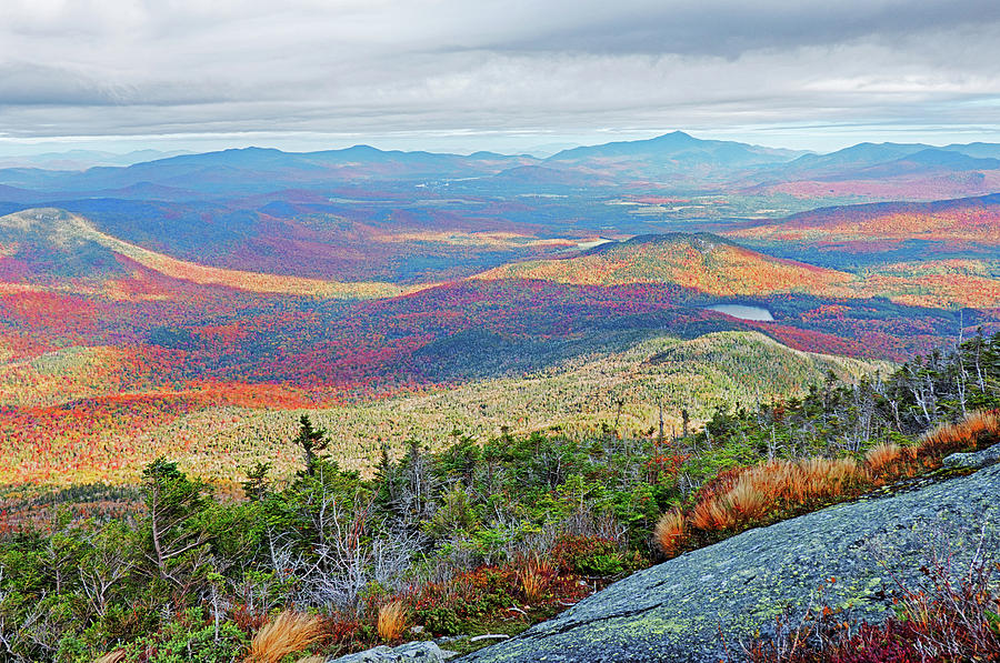 Long Shadows in the Valley Autumn Foliage Upstate NY New York from Wright Mountain Adirondacks Photograph by Toby McGuire