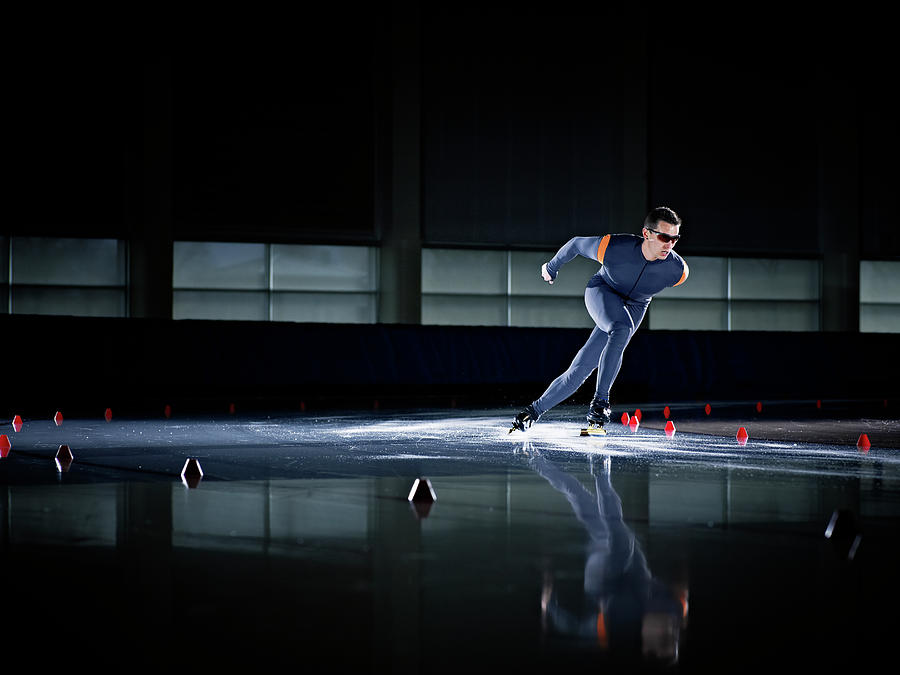 Long Track Speed Skater On Track In Photograph by Thomas Barwick