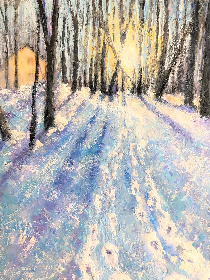 Winter Mixed Media - Long Walk Home by Anne Stine