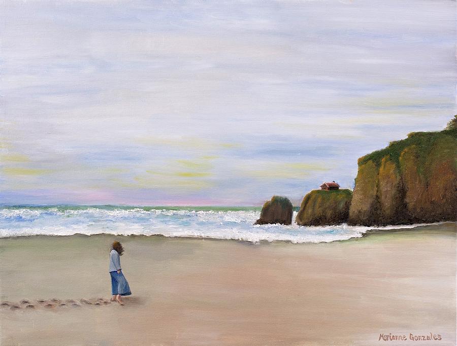 Beach Painting - Long Walk Home by Marianne Gonzales