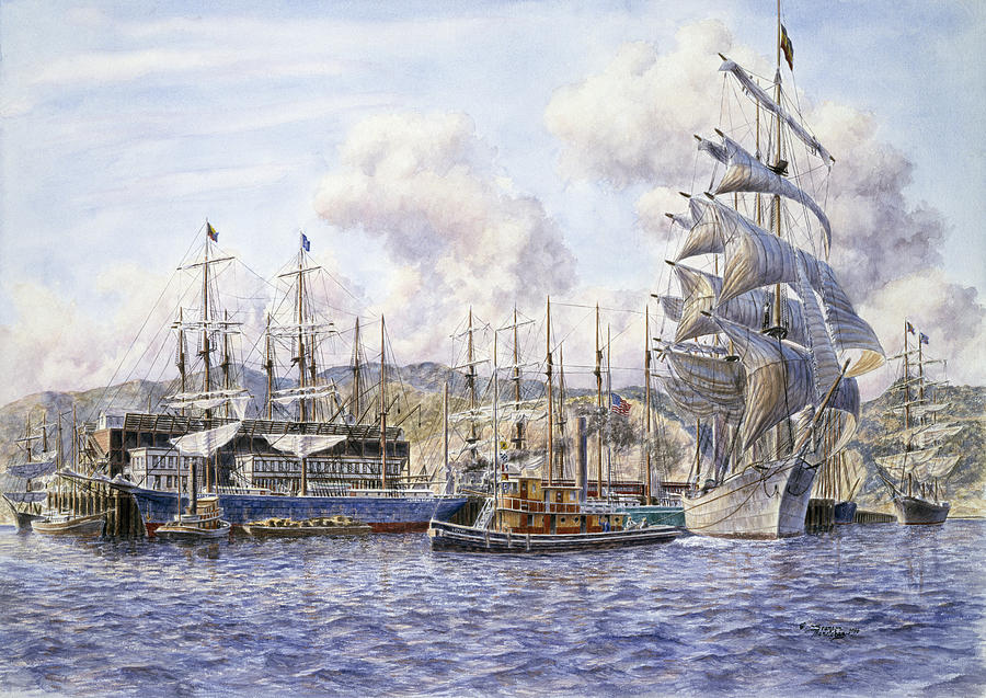 Ships Painting - Long Wharf,  Santa Monica by Stanton Manolakas