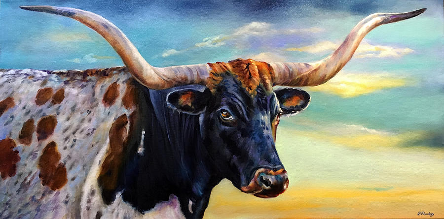 Cow Painting - Longhorn At Dusk by Robert and Jill Pankey