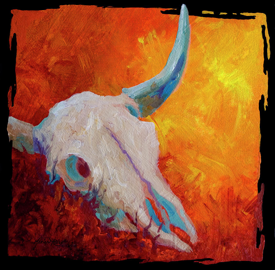 Cow Painting - Longhorn Skull by Marion Rose