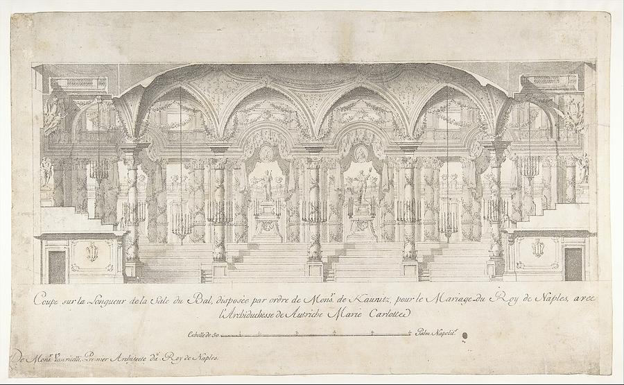 Longitudinal Section Of A Ballroom Decorated Drawing by Luigi ...