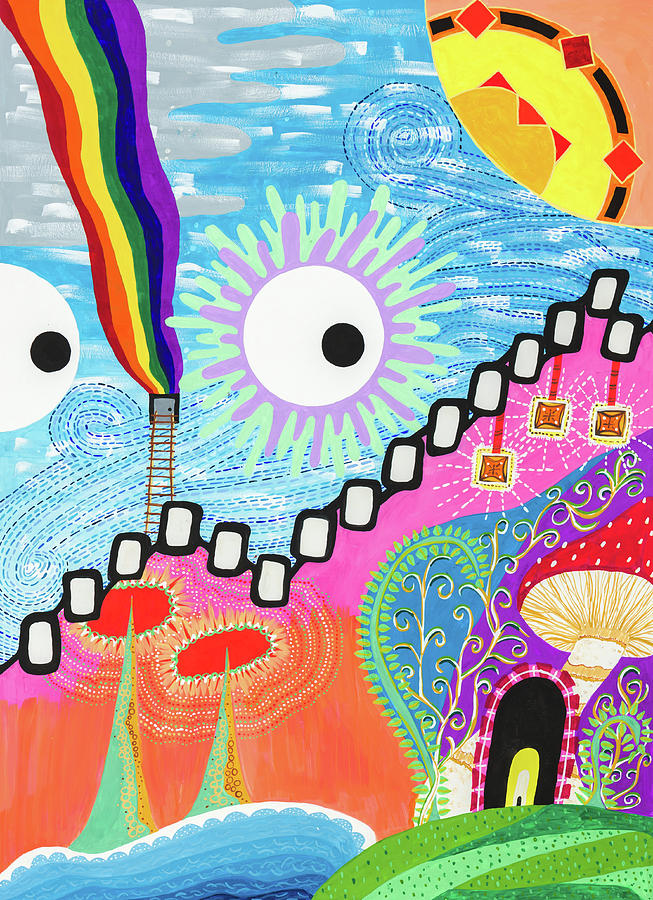 Psychedelic Painting - Look Alice, Are You Going To Climb With Me Or Not? by Bianca Roland Psychedelic Painting - Look Alice, Are You Going To Climb With Me Or Not? by Bianca Roland