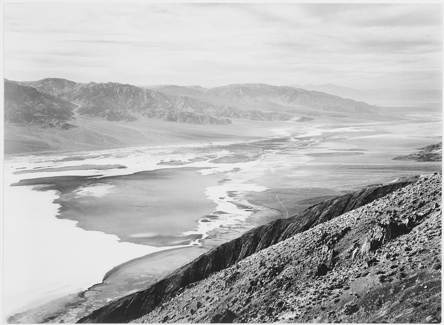 Looking across desert toward mountains Death Valley National Monument California. 1933 - 1942 Painting by Ansel Adams