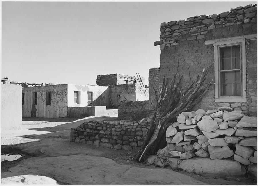 Looking across street toward houses Acoma Pueblo. [National Historic Landmark New Mexico] 1933 - 1942 Painting by Ansel Adams