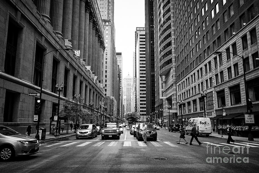 Chicago Photograph - Looking Along The Lasalle Street Canyon Towards The Chicago Board Of Trade Building In The Financial by Joe Fox Chicago Photograph - Looking Along The Lasalle Street Canyon Towards The Chicago Board Of Trade Building In The Financial by Joe Fox