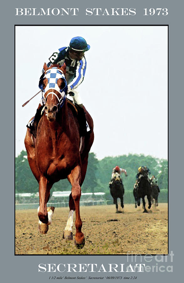 Belmont Stakes Painting - Looking Back, 1 1/2 Mile Belmont Stakes Secretariat 06/09/73 Time 2 24 - Painting by Thomas Pollart Belmont Stakes Painting - Looking Back, 1 1/2 Mile Belmont Stakes Secretariat 06/09/73 Time 2 24 - Painting by Thomas Pollart