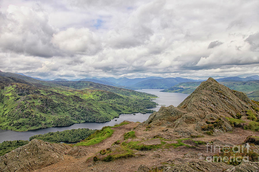Looking down on Loch Katrine from the summit of Ben Aan. Scotla Photograph by Patricia Hofmeester