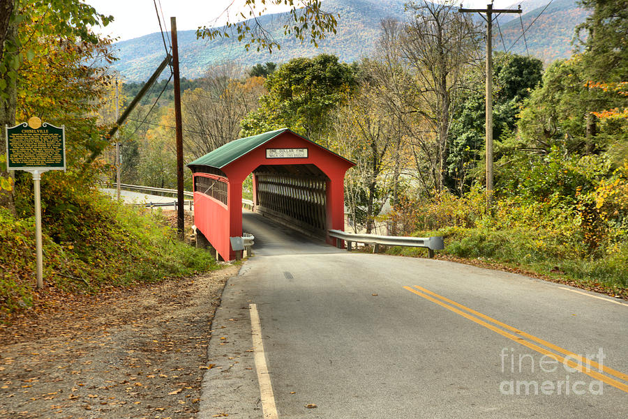 Looking Down On The Chiselville Covered Bridge Photograph by Adam Jewell