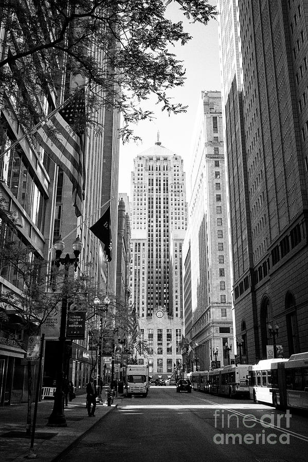 Looking Down The Lasalle Street Canyon Towards The Chicago Board Of 