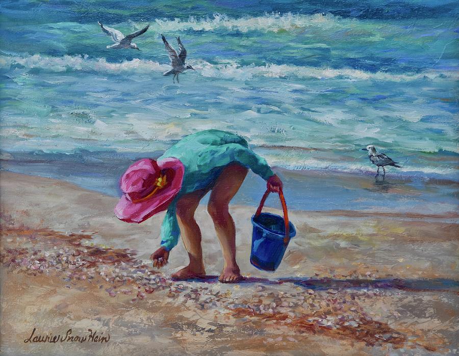 Seagull Painting - Looking for Shells by Laurie Snow Hein