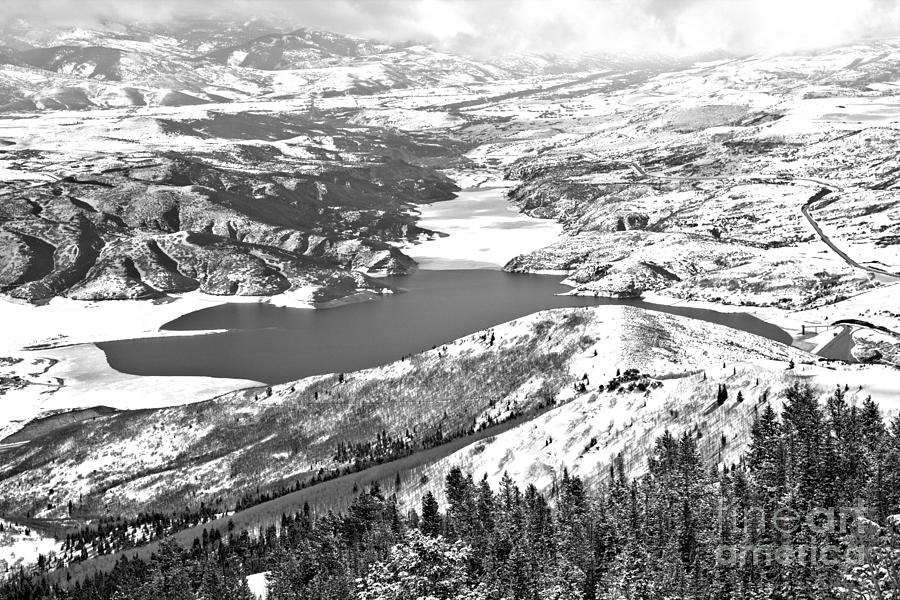 Looking Over The Jordanelle Reservoir Black And White Photograph by Adam Jewell