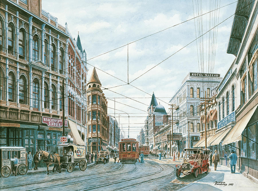 Vintage Painting - Looking South Of Spring St. by Stanton Manolakas