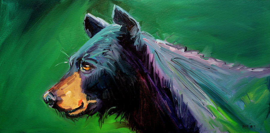 Wildlife Painting - Looking the Other Way Bear by Diane Whitehead