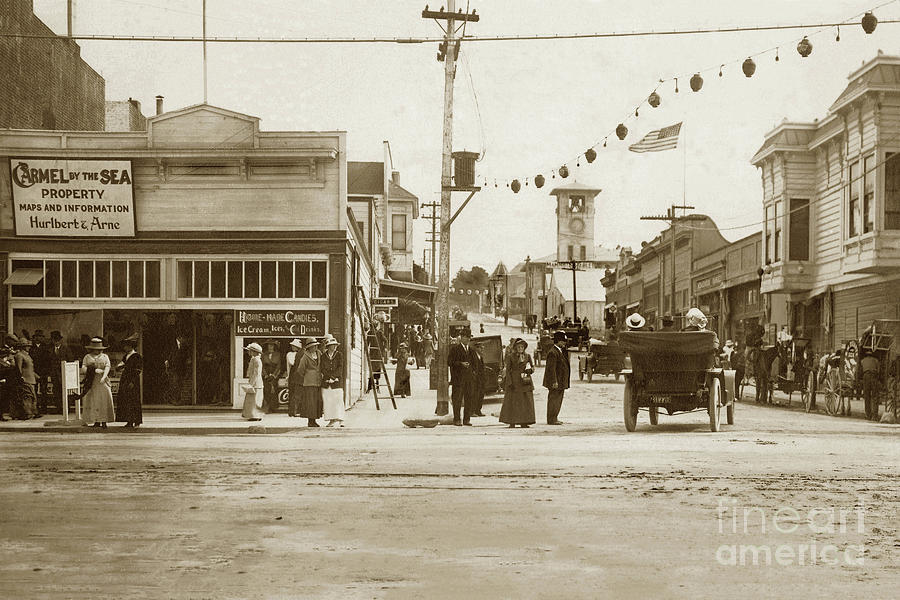 Ice Cream Photograph - Looking up Forest Ave. from Lighthouse Ave. Circa 1913   by Monterey County Historical Society