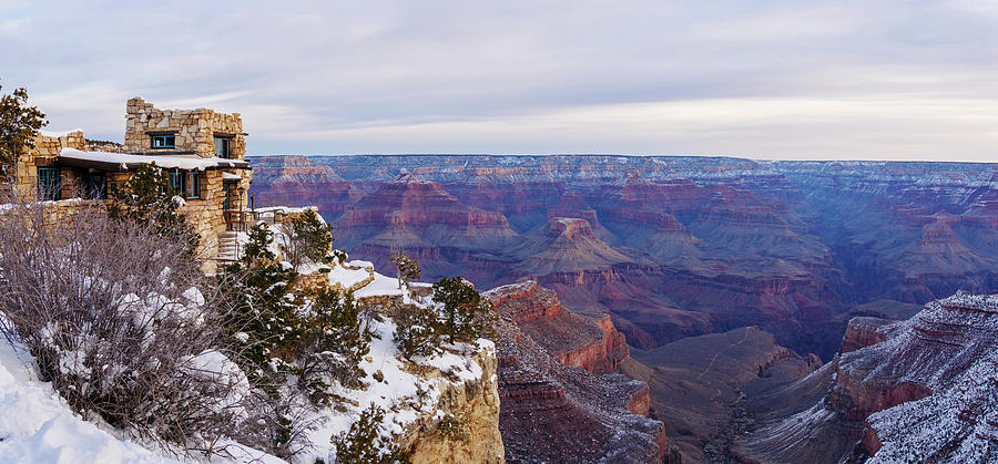 Lookout Studio and the Grand Canyon-Morning Photograph by Todd Bannor