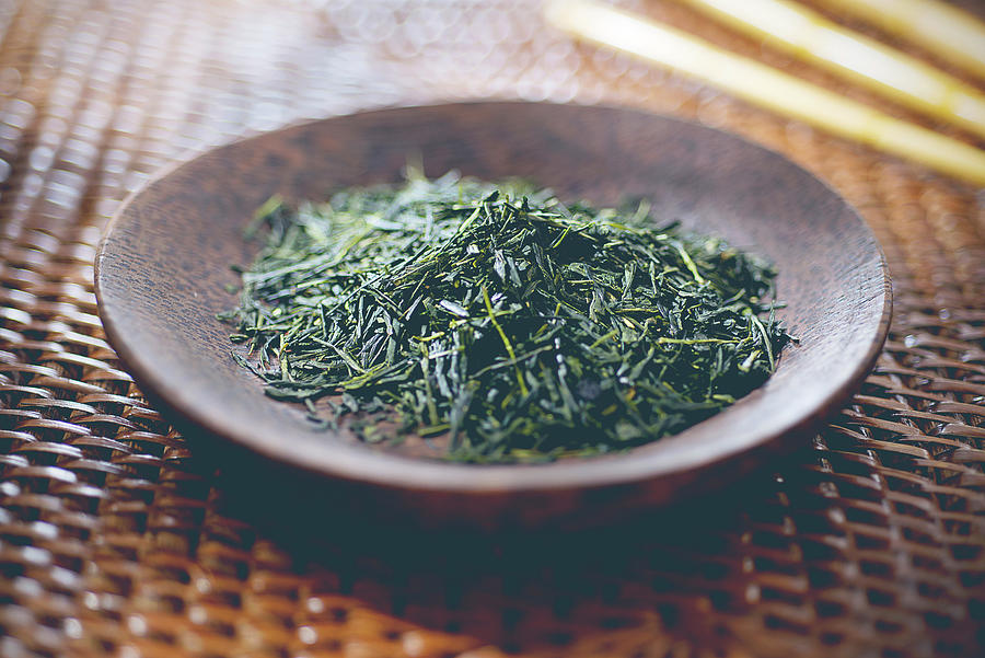 Loose Green Tea On A Plate Photograph by Jrg Strehlau