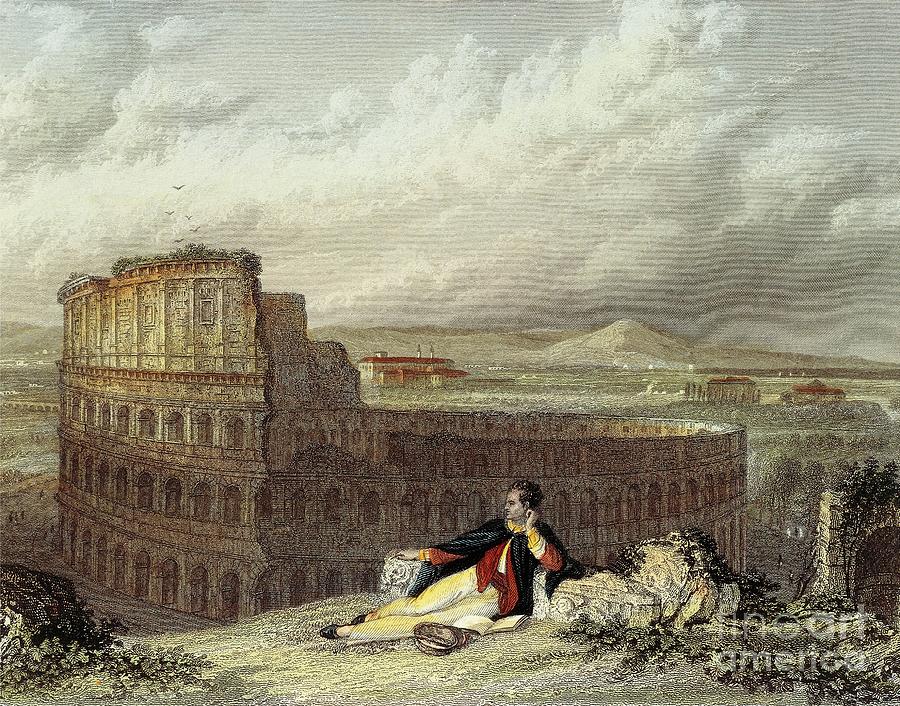 Lord Byron Contemplating The Colosseum Painting by William Westall