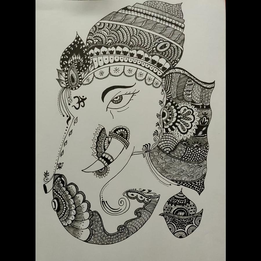 Lord Ganesha Drawing by Sheetal Agarwal - Pixels