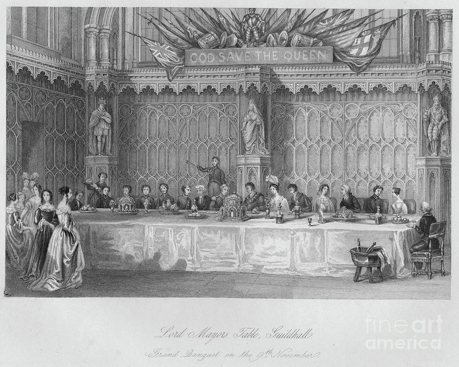 Lord Mayors Table, Guildhall. Grand Drawing by Print Collector