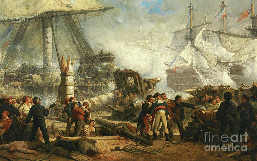 Lord Nelson At The Battle Of Trafalgar Drawing by Heritage Images