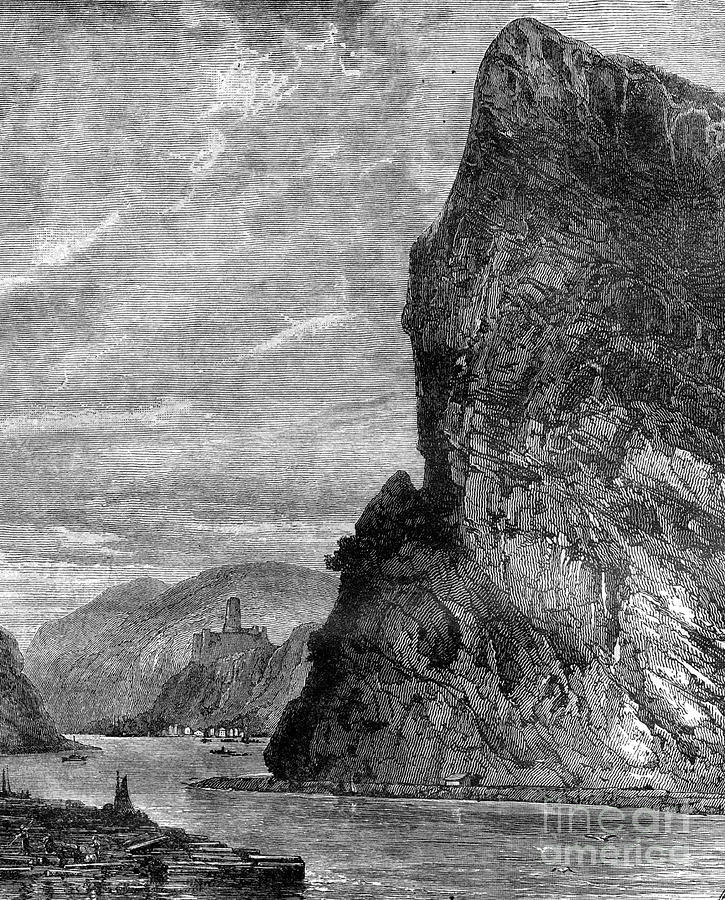Loreley Rock, Near St Goarshausen Drawing by Print Collector
