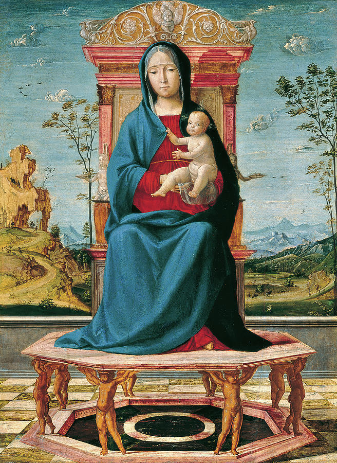 Lorenzo Costa -Ferrara, ca. 1460-Mantua, 1535-. The Virgin and Child ...