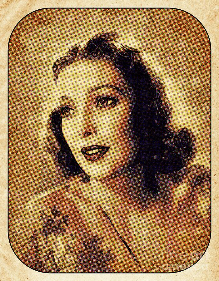 Loretta Young, Vintage Movie Star Digital Art