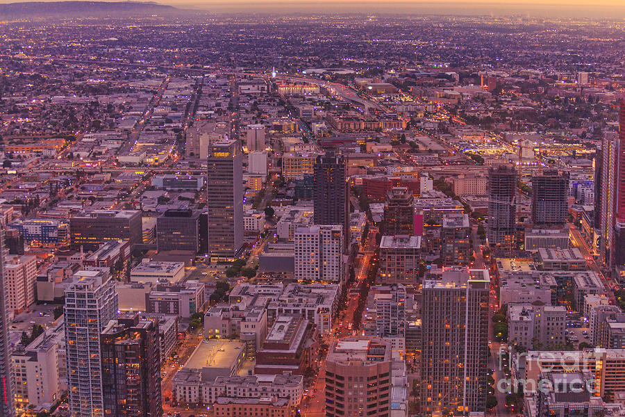Los angeles aerial sunset Photograph by Benny Marty