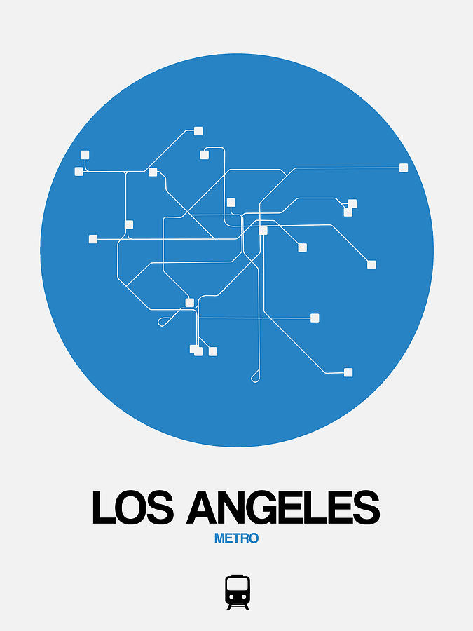Los Angeles Blue Subway Map Digital Art by Naxart Studio