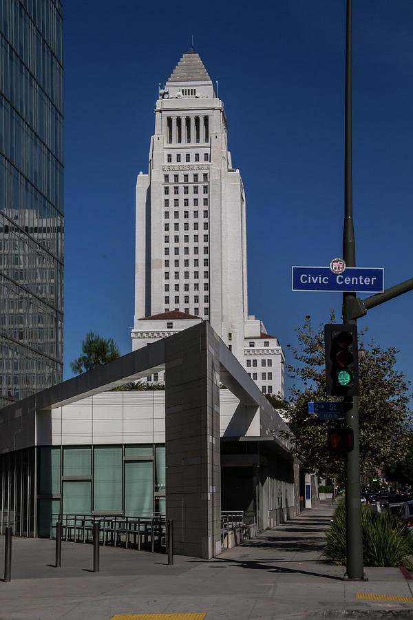Los Angeles City Hall viewed from LAPD Headquarters Photograph by Roslyn Wilkins