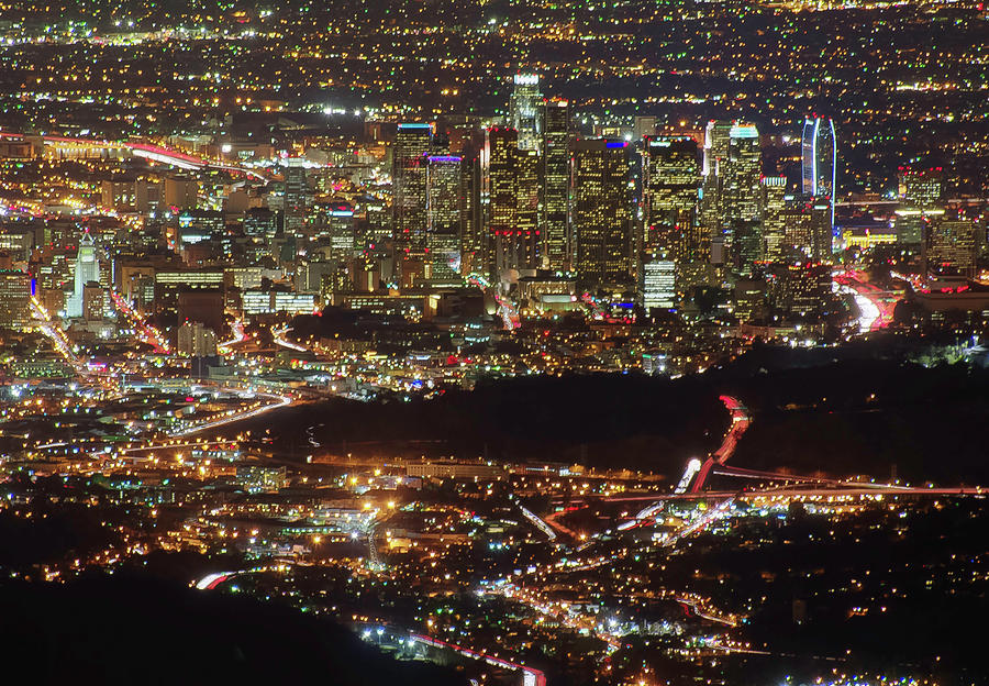 Los Angeles City Lights At Night Photograph by Aaron Kiely