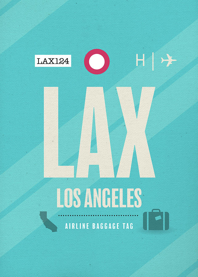 Los Angeles Mixed Media - Los Angeles LAX Airport Baggage Claim Tag Travel Series by Design Turnpike