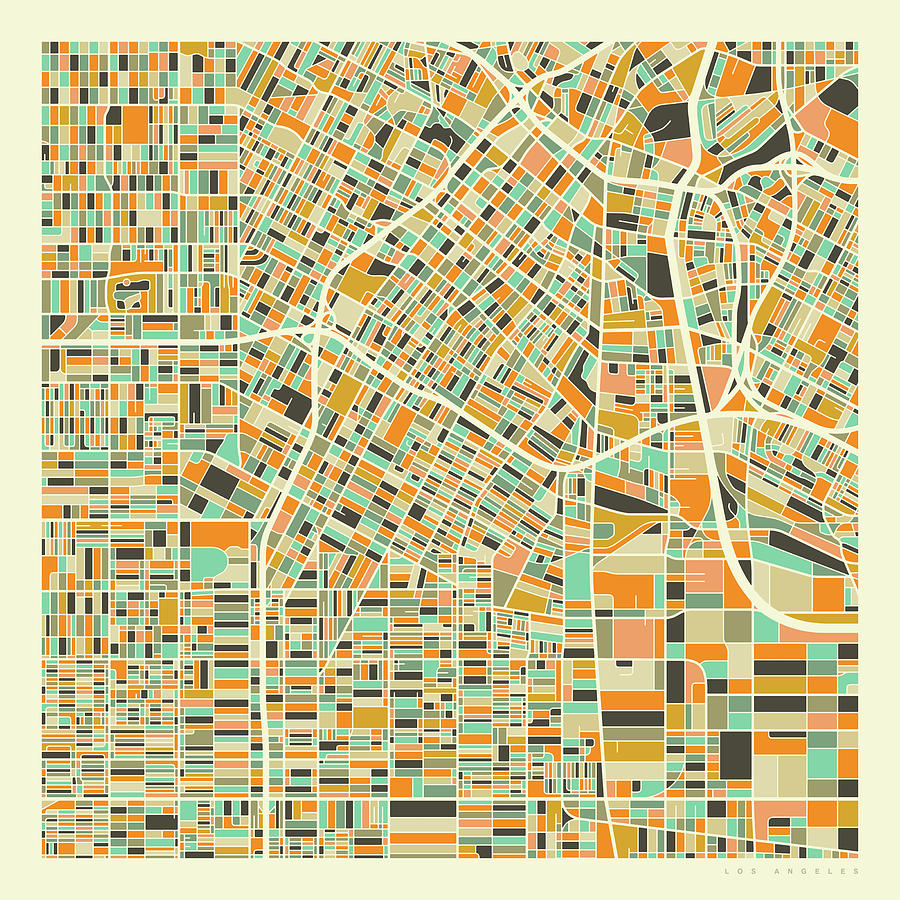 Los Angeles Digital Art - Los Angeles Map 1 by Jazzberry Blue