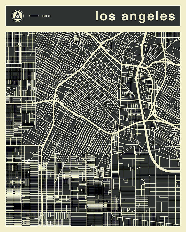 Los Angeles Digital Art - Los Angeles Map 3 by Jazzberry Blue