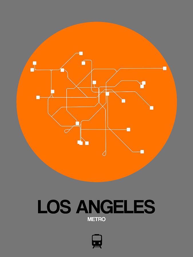 Los Angeles Orange Subway Map Digital Art by Naxart Studio