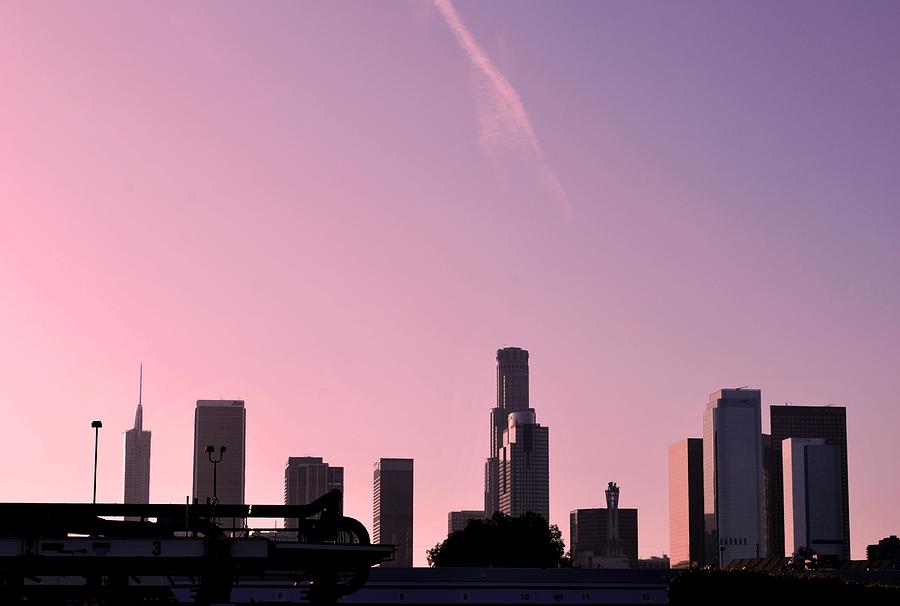 City Photograph - Los Angeles Pink Sunset Skyline by Matt Quest