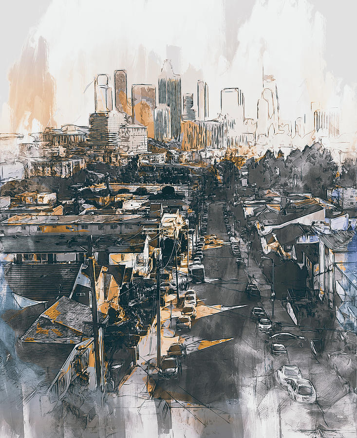 Los Angeles Skyline - 02 Painting by AM FineArtPrints