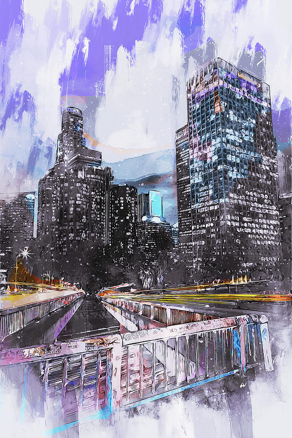 Los Angeles Skyline - 03 Painting by AM FineArtPrints