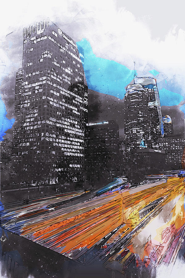 Los Angeles Skyline - 04 Painting by AM FineArtPrints