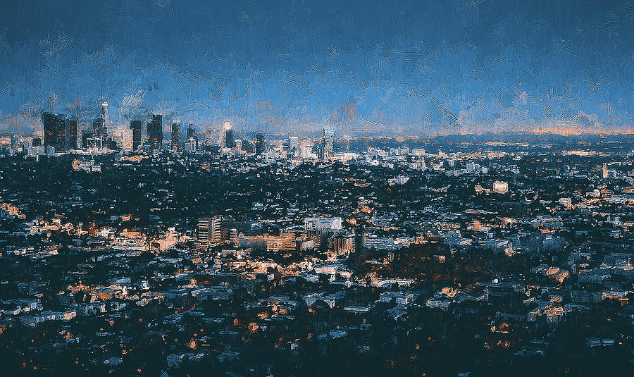 Los Angeles Skyline - 05 Painting by AM FineArtPrints