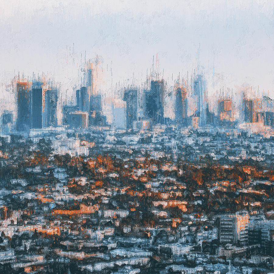 Los Angeles Skyline - 08 Painting by AM FineArtPrints